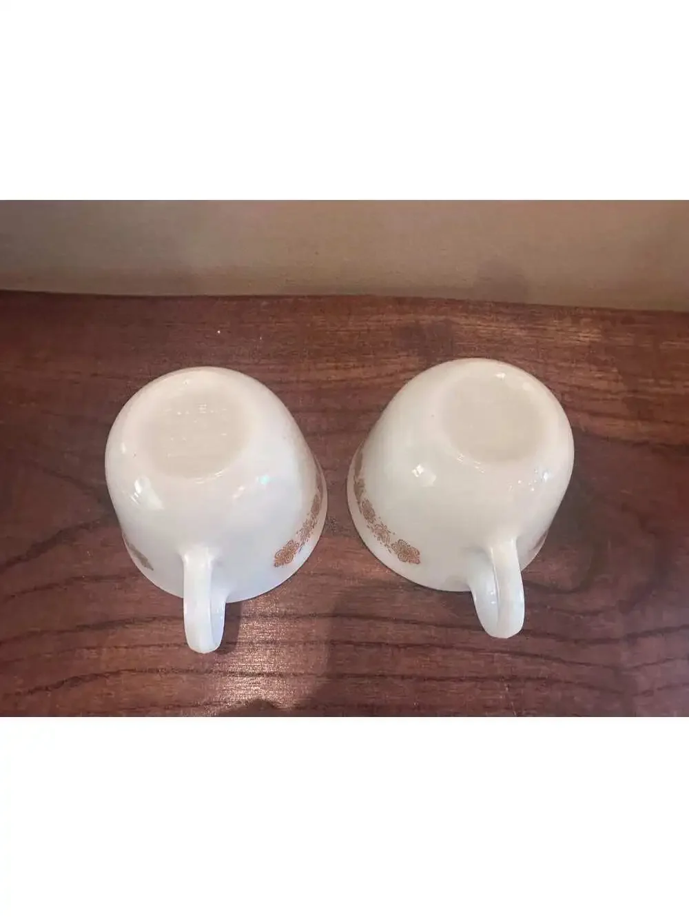 Vintage 1970's PYREX Corning Butterfly Gold Coffee Mug Cups White Glass